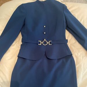 Tahari Navy Skirt Suit